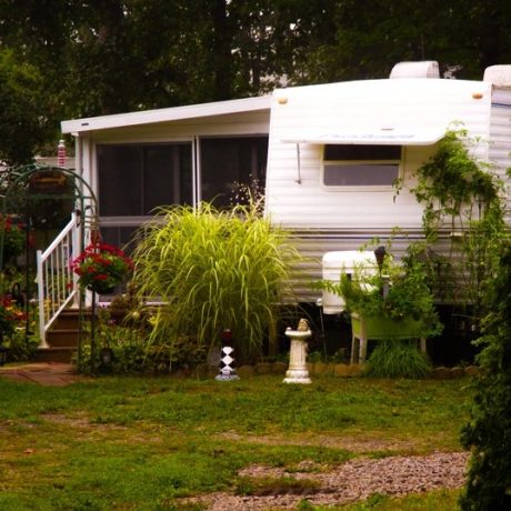 rv parked in grass